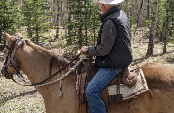 Équitation avec un Cowboy, Priddis, Rocheuses, Canada