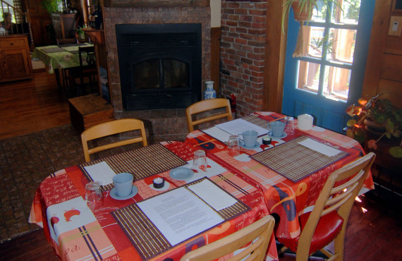 Dining room and fireplace