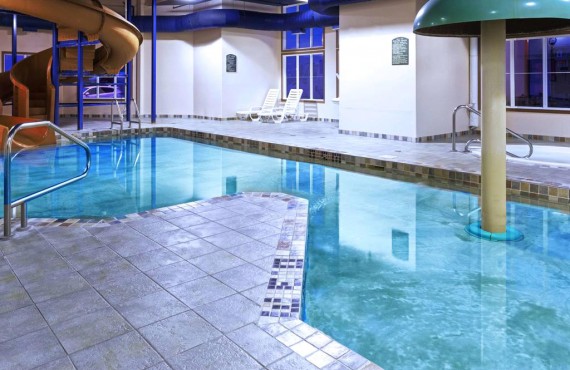 Indoor pool with water slides Indoor pool with water slides