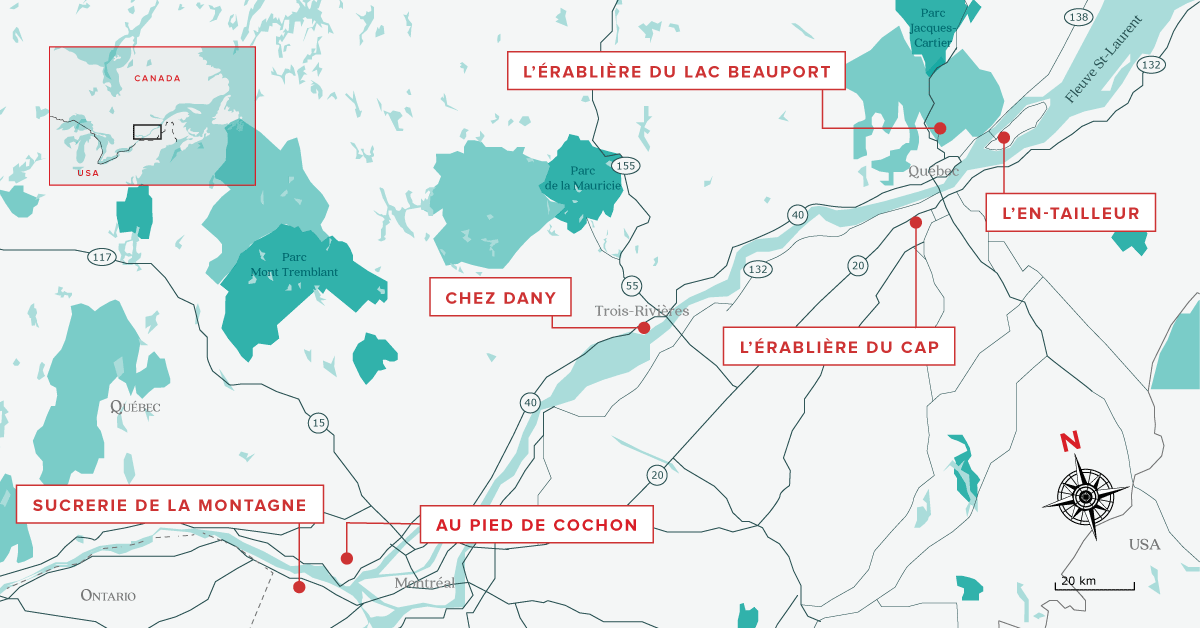 Top 5 cabanes à sucre québec carte