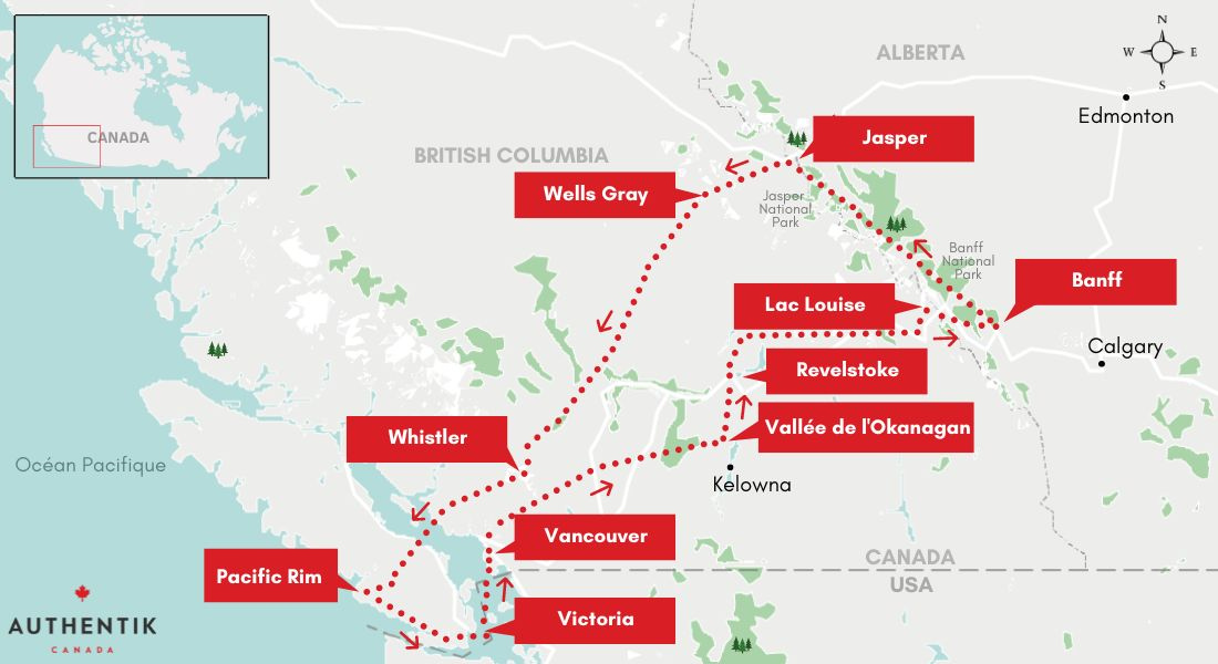 Le meilleur itinéraire dans l’Ouest canadien Authentik Canada