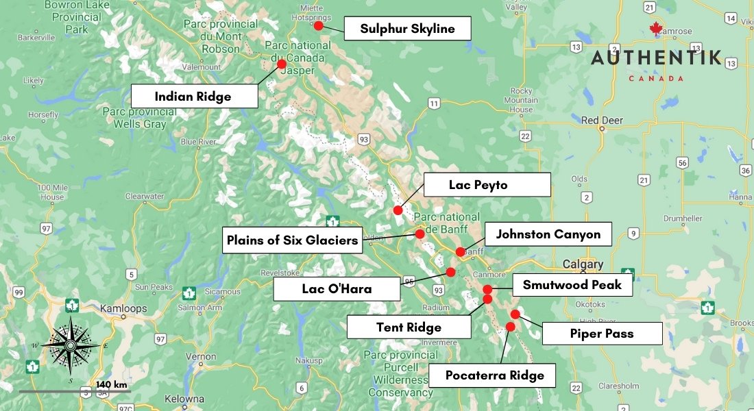 Les Rocheuses Canada Carte Les Rocheuses Canadiennes En Train EYEWO