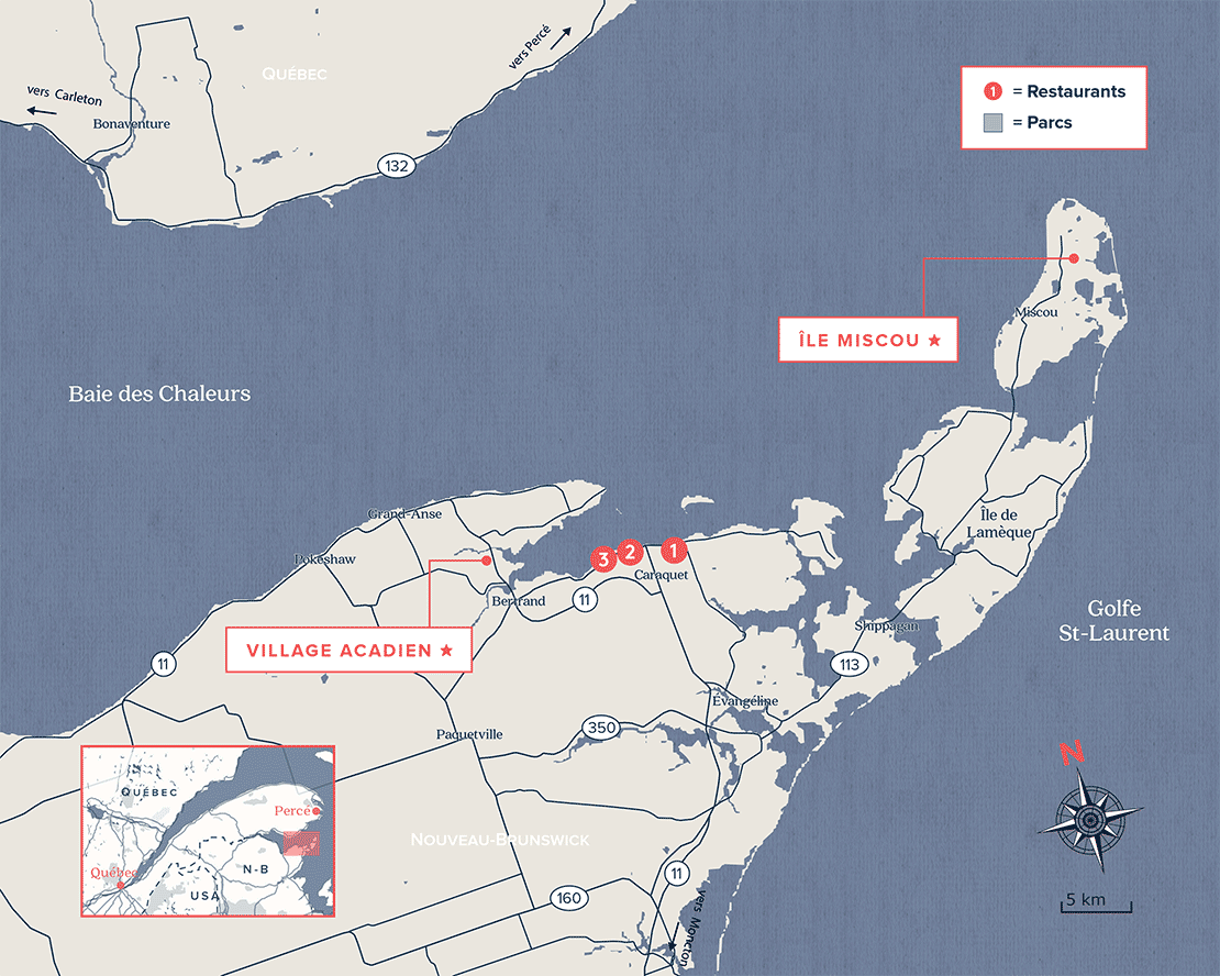 Carte de la Péninsule Acadienne Carte de l'Acadie, Nouveau-Brunswick