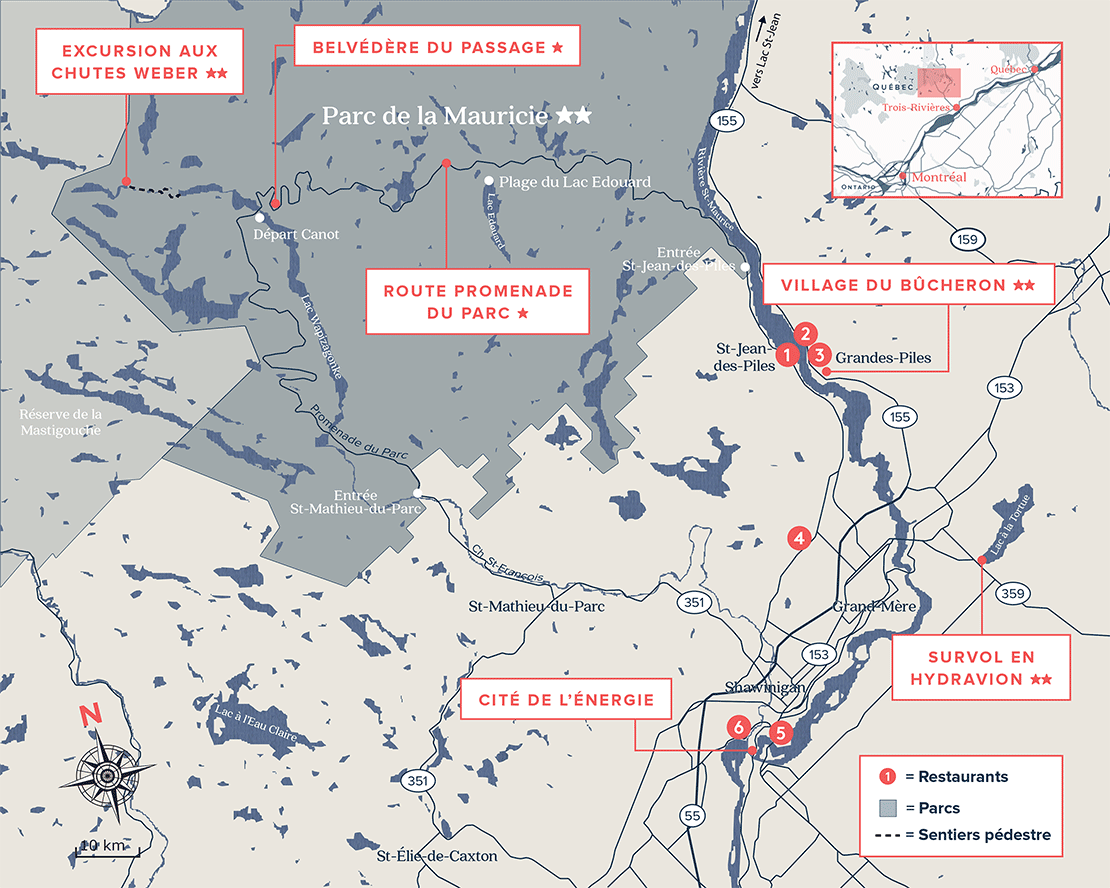 Carte du parc de la Mauricie, Québec Carte Routière de la Mauricie