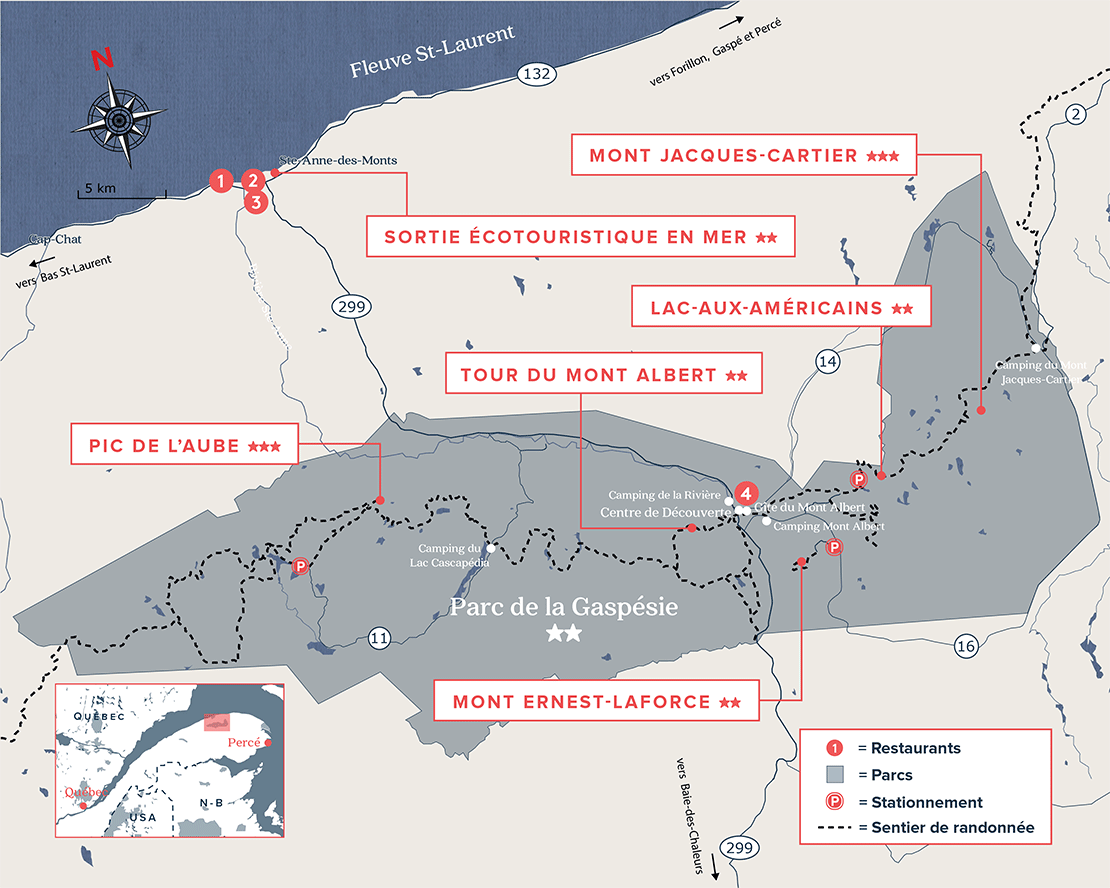 Carte des sentiers du Parc de la Gaspésie Carte de parc de la Gaspésie