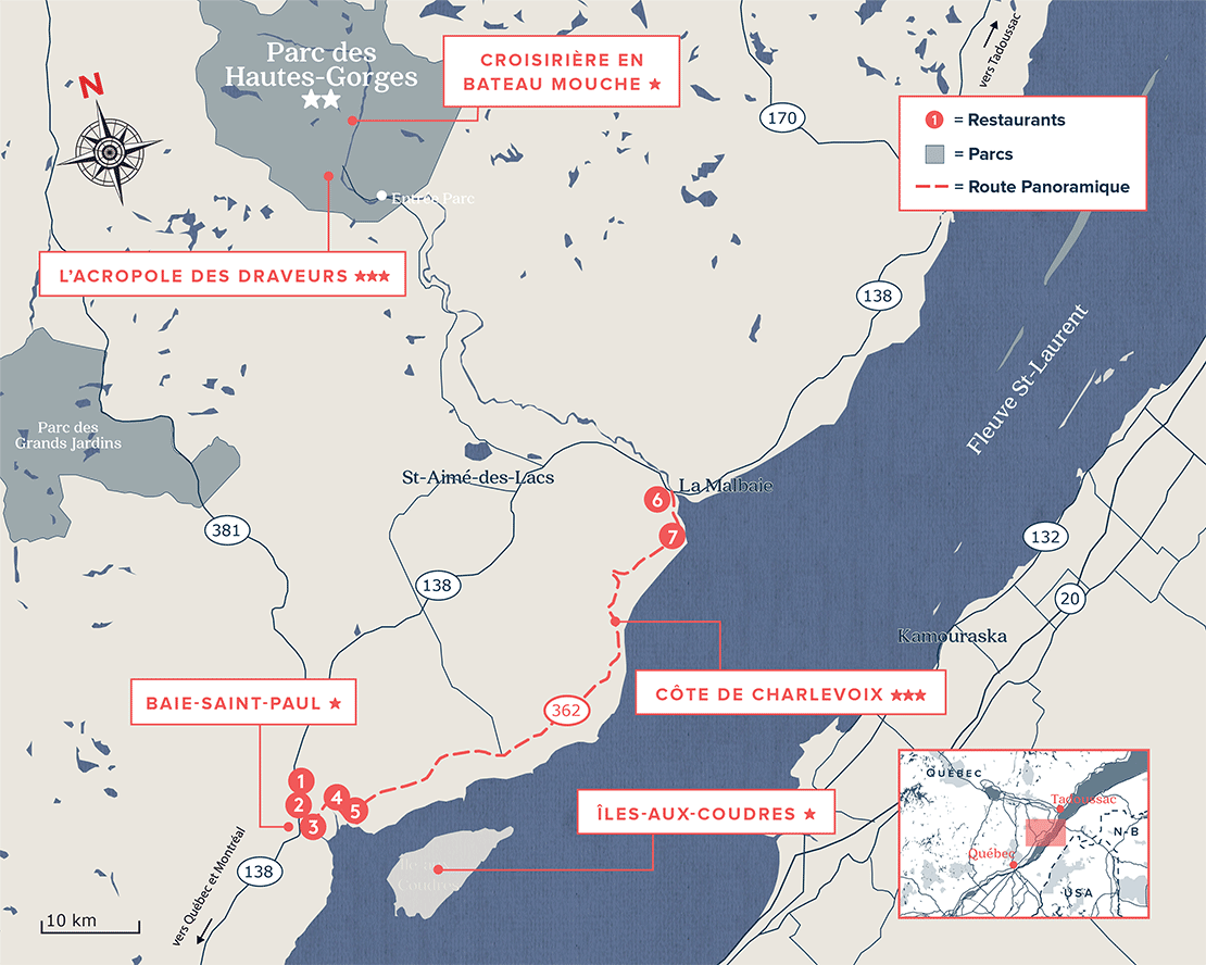 Carte touristique de Charlevoix Carte routière de Charlevoix