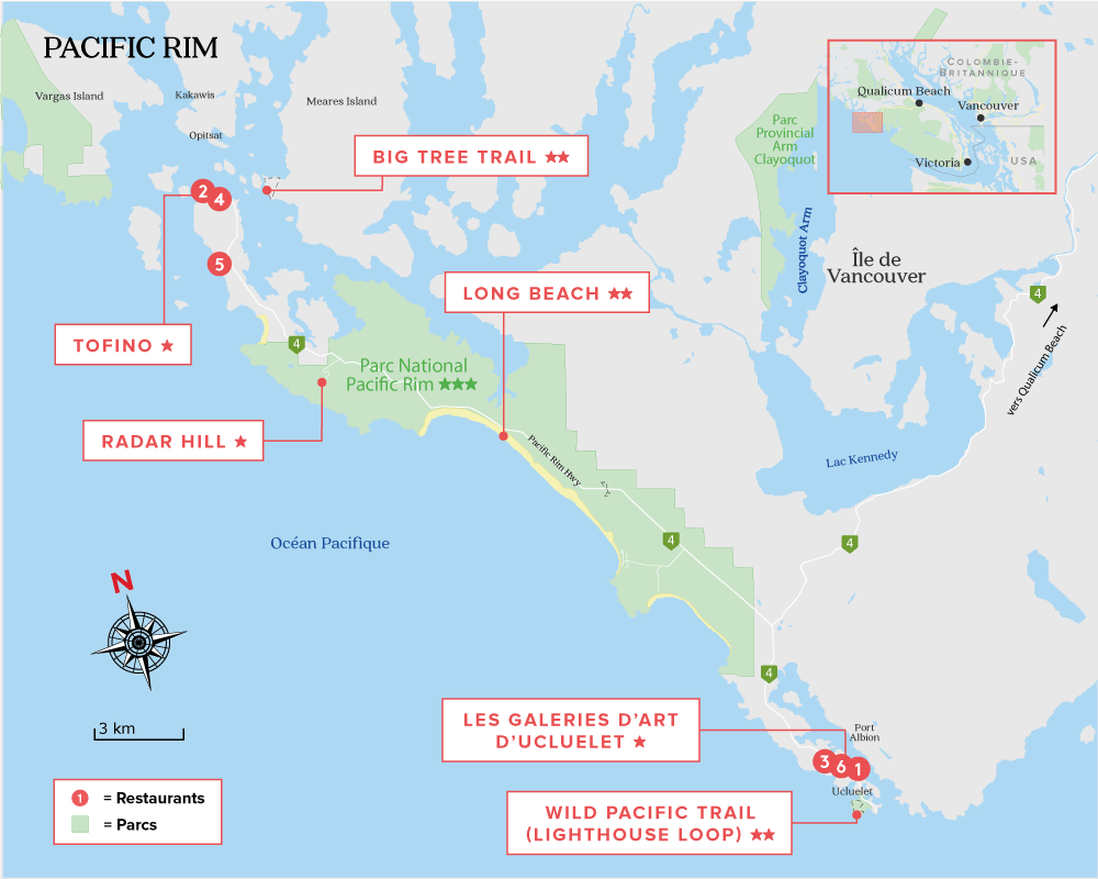 Carte du Pacific Rim National Park Parc National Pacifique Rim