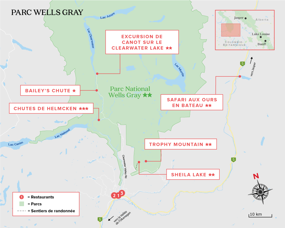Carte Parc Wells Gray Canada Parc National Wells Gray, Colombie-Britannique