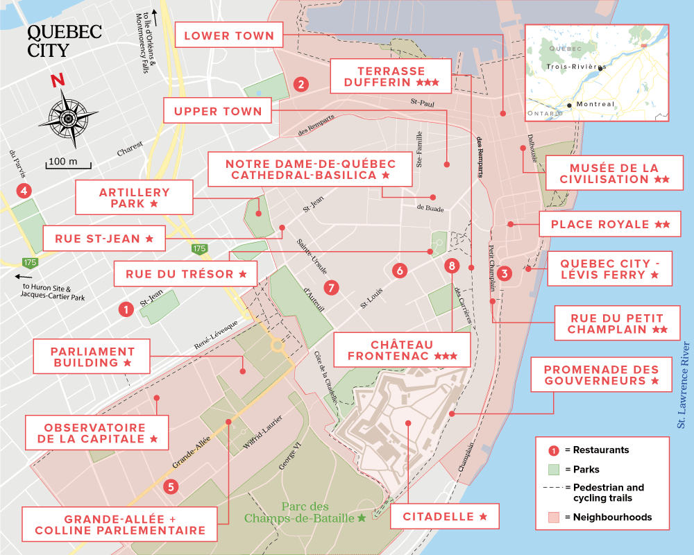 walking tour quebec city tourist map