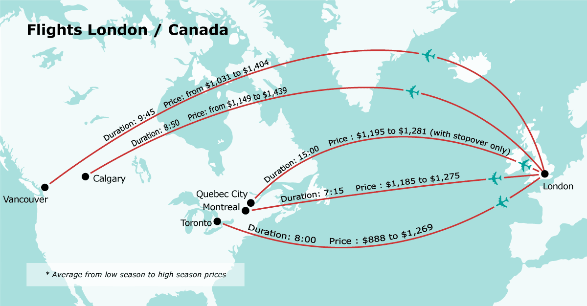 Price of flights to Canada from London (UK) Authentik Canada Map England To Canada